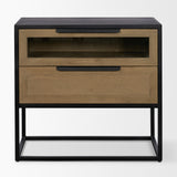Sloan Light Brown W/ Black Metal Frame Side Table from Mercana - Luna Furniture
