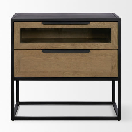 Sloan Light Brown W/ Black Metal Frame Side Table from Mercana - Luna Furniture