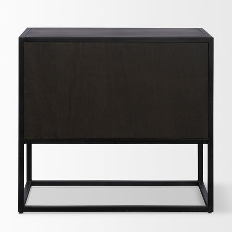Sloan Light Brown W/ Black Metal Frame Side Table from Mercana - Luna Furniture