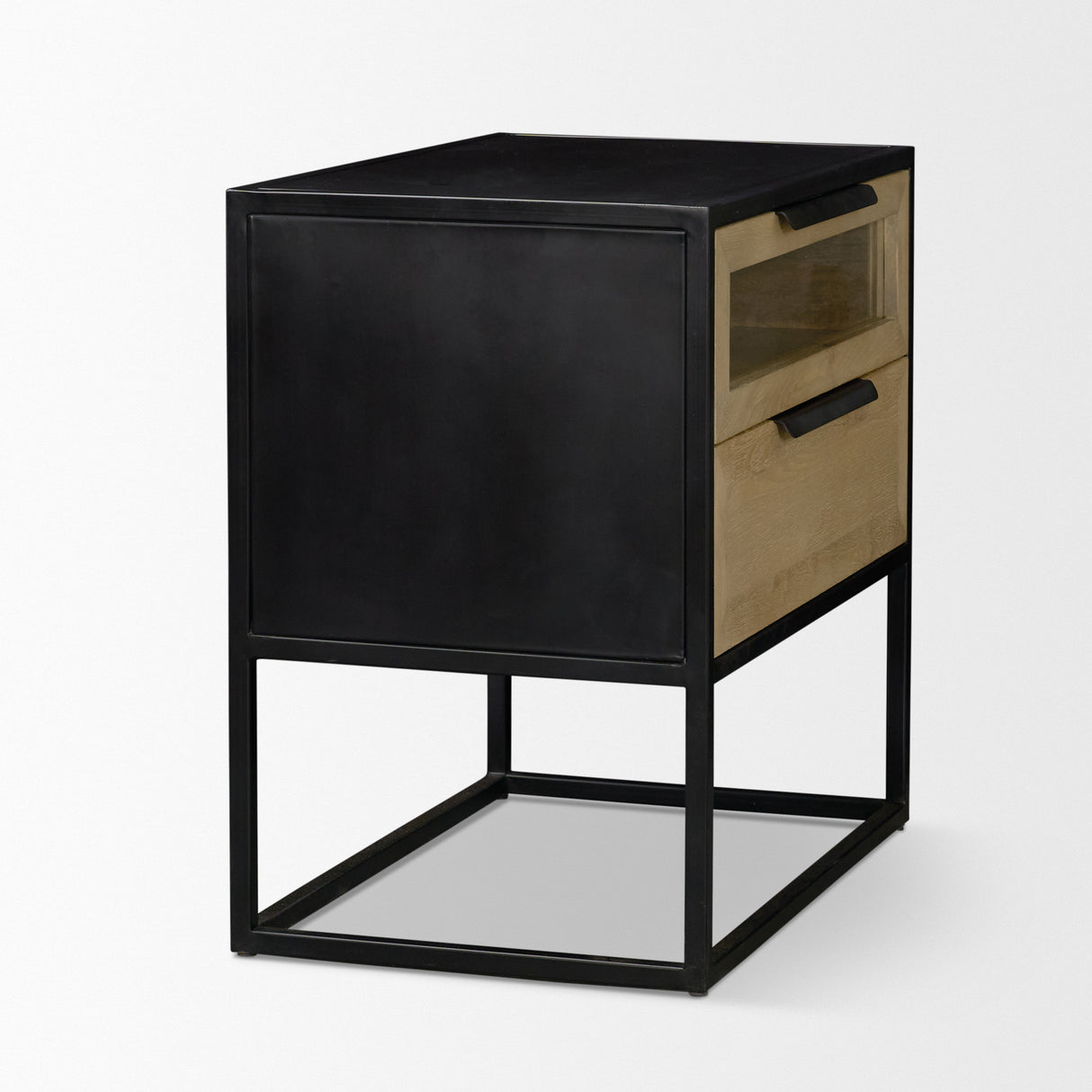 Sloan Light Brown W/ Black Metal Frame Side Table from Mercana - Luna Furniture