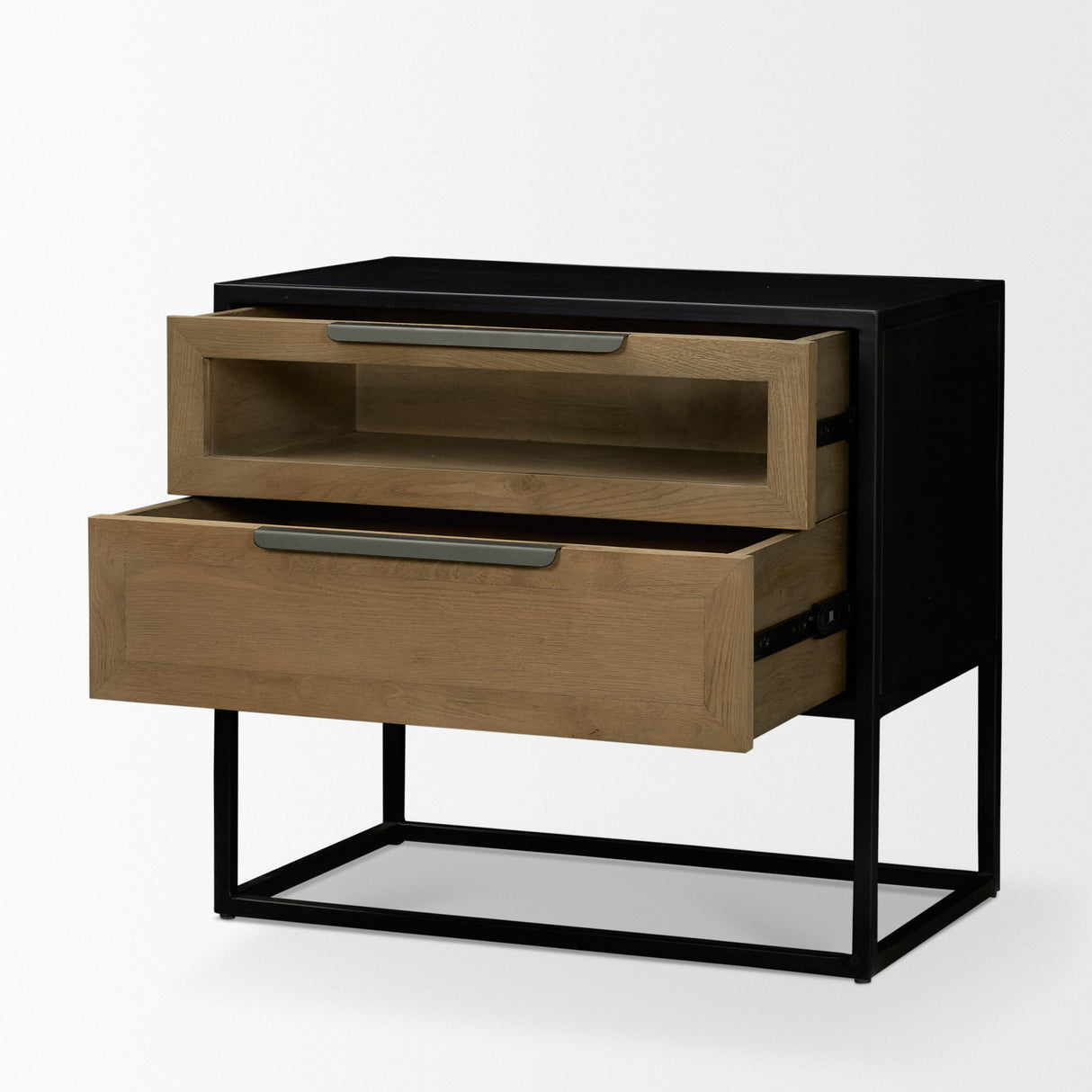 Sloan Light Brown W/ Black Metal Frame Side Table from Mercana - Luna Furniture