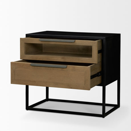 Sloan Light Brown W/ Black Metal Frame Side Table from Mercana - Luna Furniture