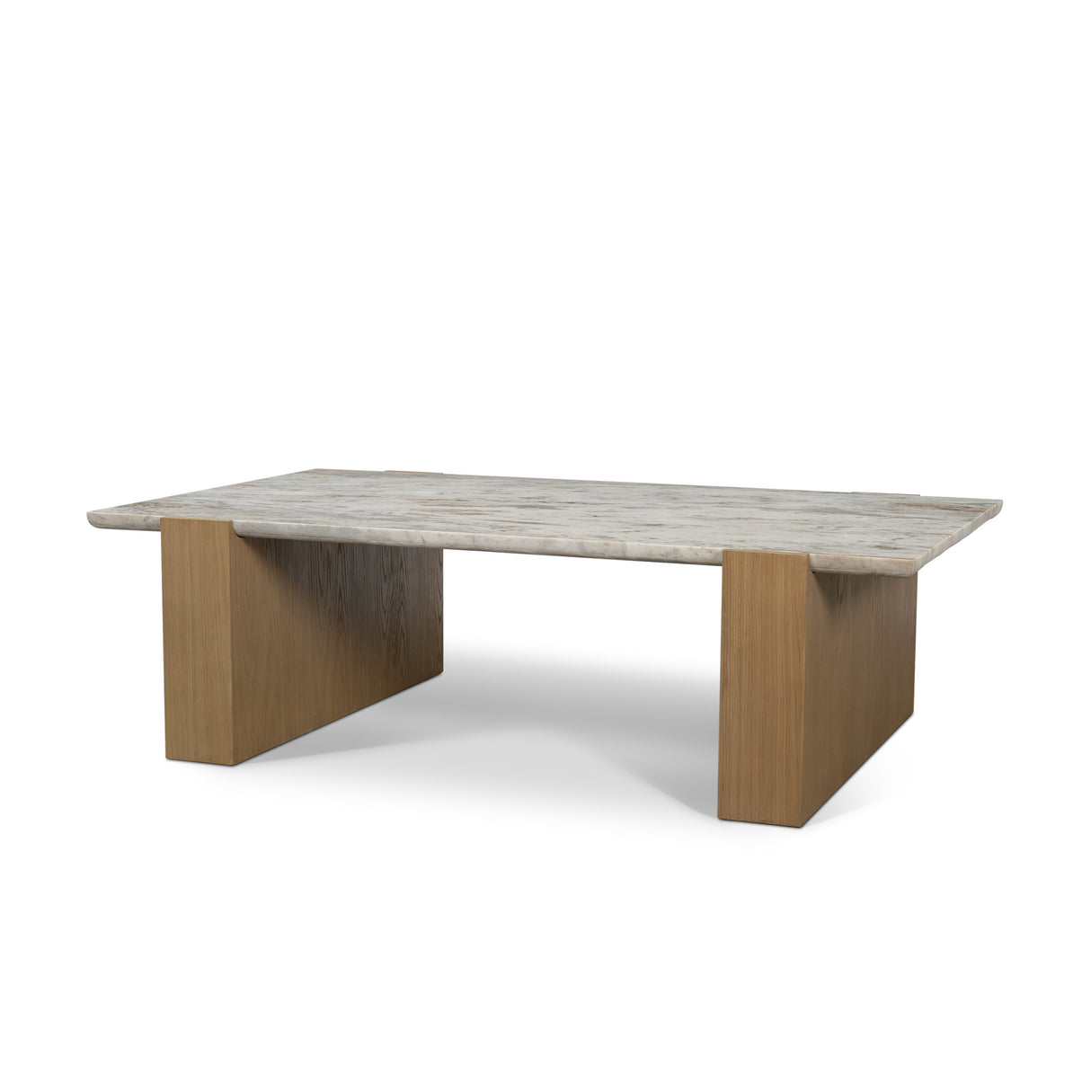 Milos Pink Marble Top w/ Light Brown Oak Wood Coffee Table from Mercana - Luna Furniture