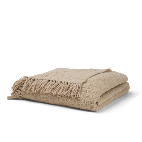 Kambal Light Beige Woven Cotton Throw Blanket from Mercana - Luna Furniture