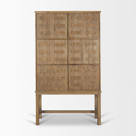 Truss Cool Brown Wood 6 Door Tall Cabinet from Mercana - Luna Furniture