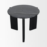 Rumer Black Wood w/ Black Marble Side Table from Mercana - Luna Furniture