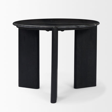 Rumer Black Wood w/ Black Marble Side Table from Mercana - Luna Furniture