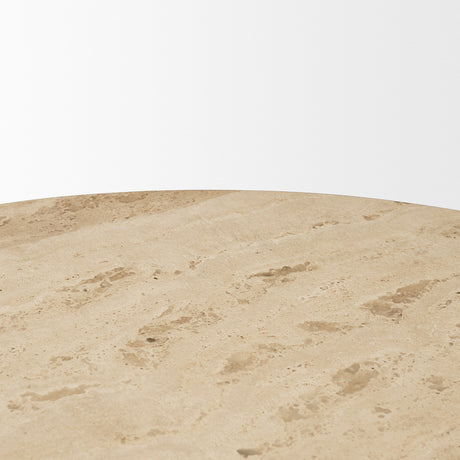 Allyson 42" Light Wood Base w/ Travertine Top Dining Table from Mercana - Luna Furniture