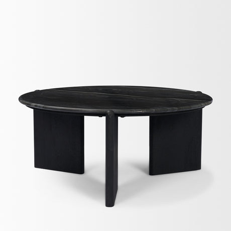 Rumer Black Wood w/ Black Marble Coffee Table from Mercana - Luna Furniture