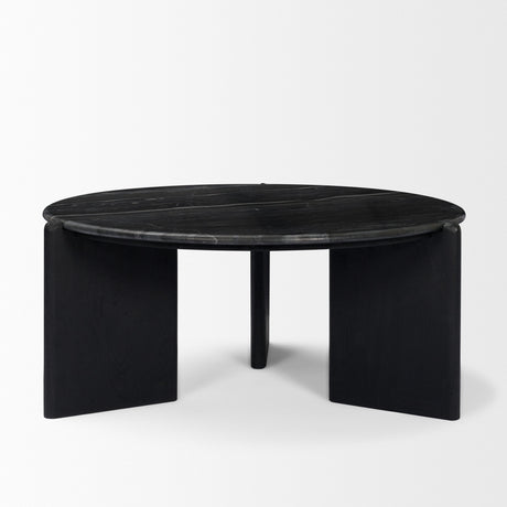 Rumer Black Wood w/ Black Marble Coffee Table from Mercana - Luna Furniture