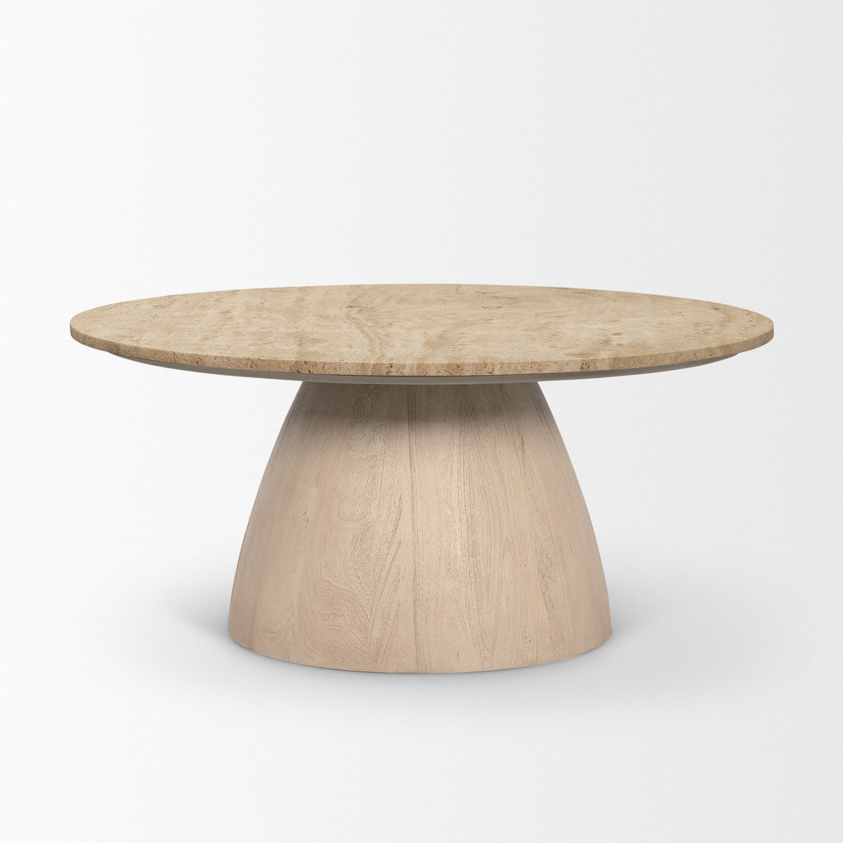 Allyson 36" Light Wood Base w/ Travertine Top Coffee Table from Mercana - Luna Furniture