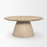 Allyson 36" Light Wood Base w/ Travertine Top Coffee Table from Mercana - Luna Furniture