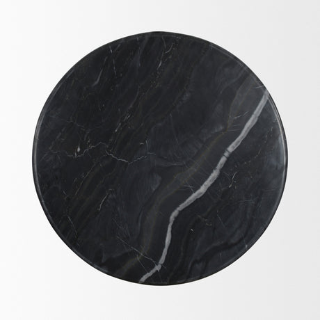 Rumer Black Wood w/ Black Marble Side Table from Mercana - Luna Furniture