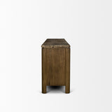 Kendrix Dark Brown Oak Wood Cappuccino Marble 4 Door Closed Sideboard from Mercana - Luna Furniture