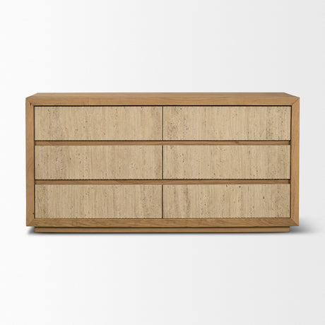 Travona Oak Wood w/ Travertine 6 Drawer Dresser from Mercana - Luna Furniture