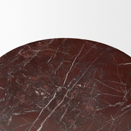Bellancia Rosso Red Levanto Marble Pedastal Side Table from Mercana - Luna Furniture