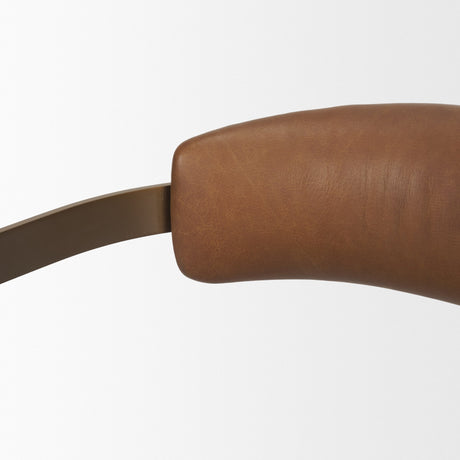 Hollyfield I Brown Leather Seat Gold Iron Frame Dining Chair from Mercana - Luna Furniture