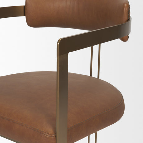Hollyfield I Brown Leather Seat Gold Iron Frame Dining Chair from Mercana - Luna Furniture