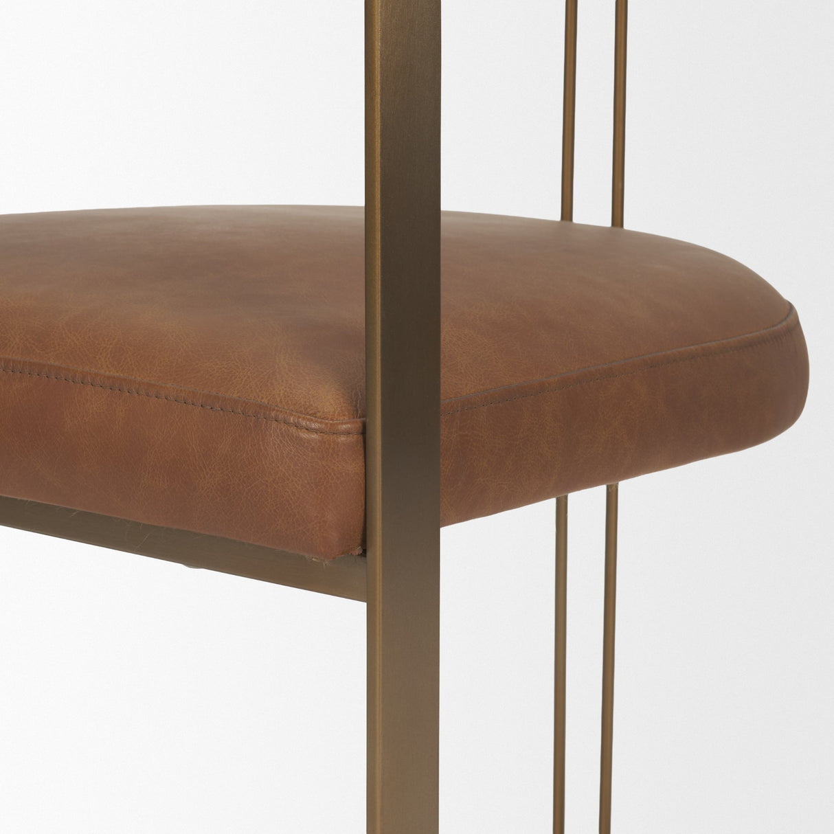 Hollyfield I Brown Leather Seat Gold Iron Frame Dining Chair from Mercana - Luna Furniture