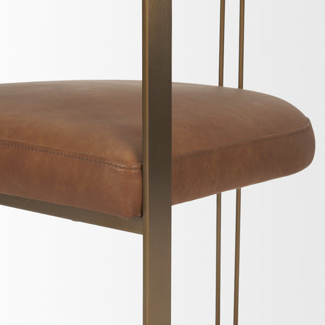 Hollyfield I Brown Leather Seat Gold Iron Frame Dining Chair from Mercana - Luna Furniture