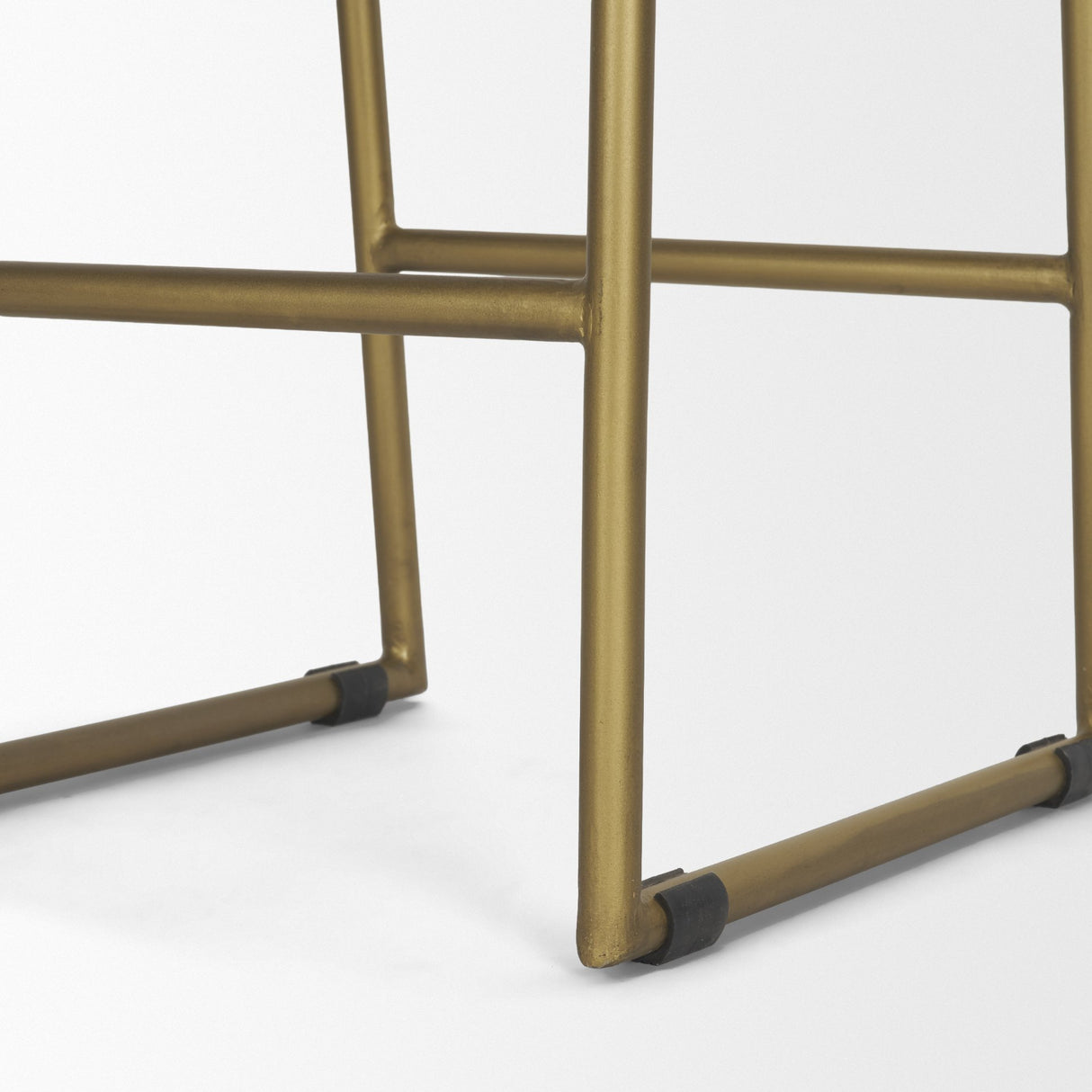 Givens 24.25"H Brown Wood Seat Gold Metal Frame Stool from Mercana - Luna Furniture