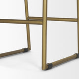 Givens 24.25"H Brown Wood Seat Gold Metal Frame Stool from Mercana - Luna Furniture
