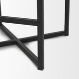 Frodo 26.5H Seat Height White Fabric Seat Black Metal Base Stool from Mercana - Luna Furniture