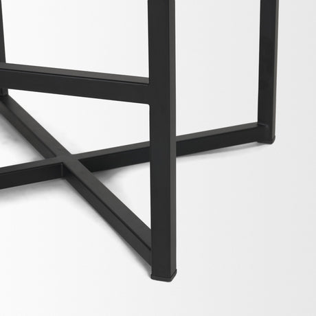 Frodo 26.5H Seat Height White Fabric Seat Black Metal Base Stool from Mercana - Luna Furniture