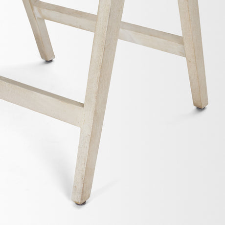 Tabitha 26.75" Seat Height Beige Fabric/Rattan Seat Blonde Wood Frame Counter Stool from Mercana - Luna Furniture