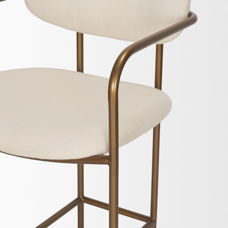 Parker Cream Fabric Seat Gold Metal Counter Stool from Mercana - Luna Furniture