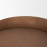 Hollyfield II Brown Leather Seat Gold Metal Base Stool from Mercana - Luna Furniture