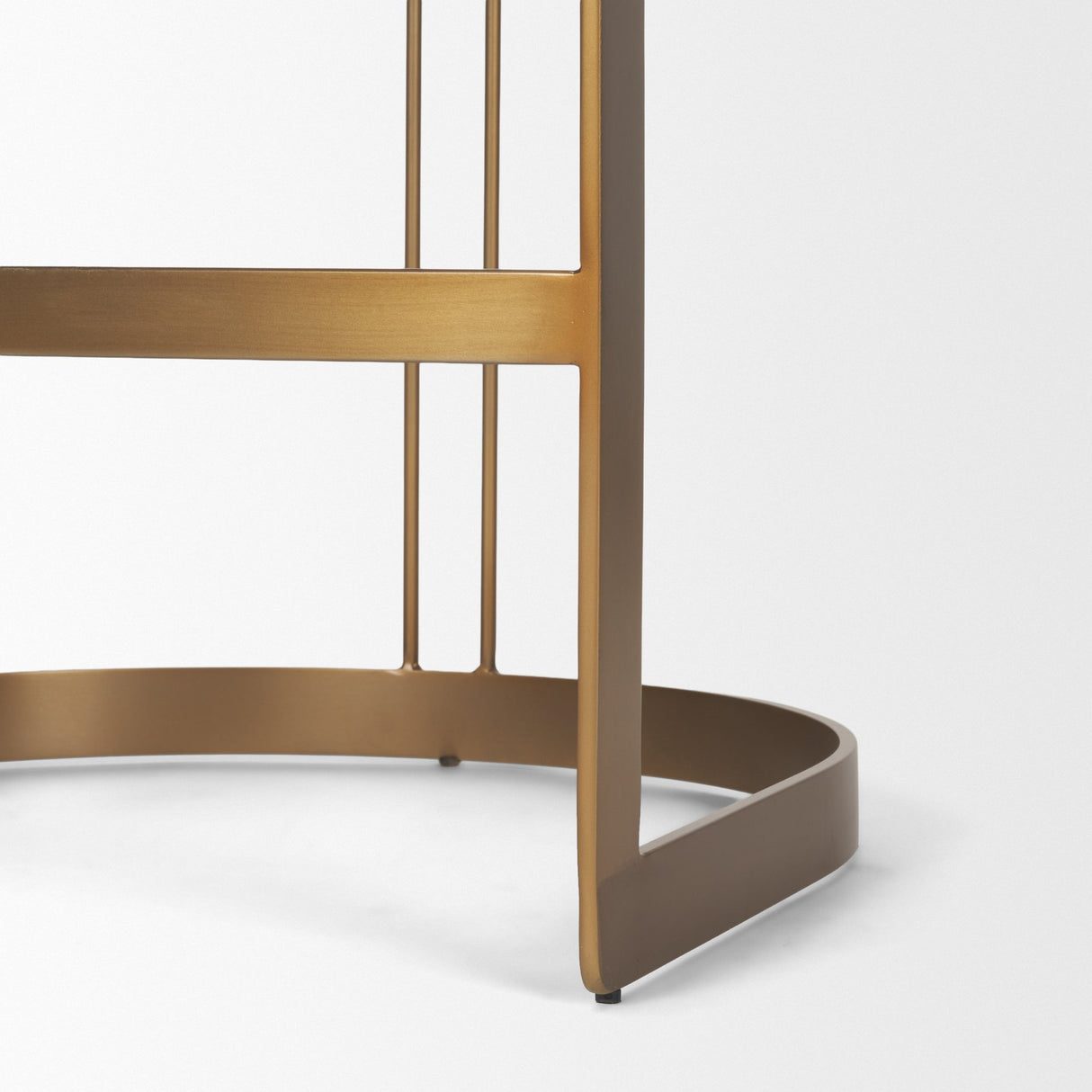 Hollyfield II Brown Leather Seat Gold Metal Base Stool from Mercana - Luna Furniture