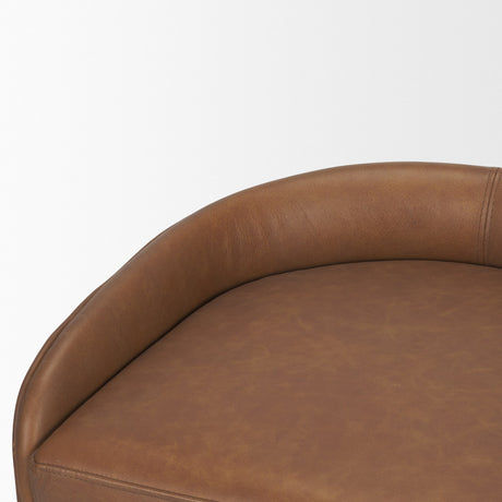 Hollyfield II Brown Leather Seat Gold Metal Base Bar Stool from Mercana - Luna Furniture