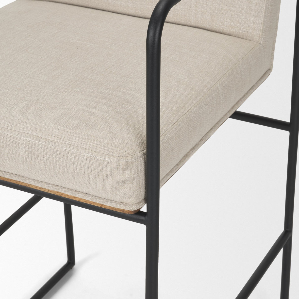 Stamford 36.5" Light Beige Upholstered Seat w/ Wood Back, Metal Frame Counter Stool from Mercana - Luna Furniture