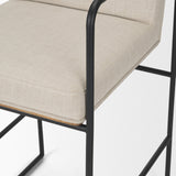 Stamford 36.5" Light Beige Upholstered Seat w/ Wood Back, Metal Frame Counter Stool from Mercana - Luna Furniture