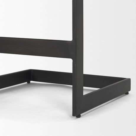 Kiran 17L x 17W x 26H Black Wood W/ Black Metal Base C-Shape Counter Stool from Mercana - Luna Furniture