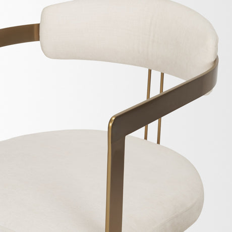 Hollyfield II Cream Fabric Seat W/ Gold Iron Frame Dining Chair from Mercana - Luna Furniture