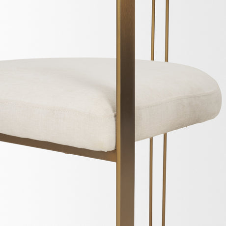 Hollyfield II Cream Fabric Seat W/ Gold Iron Frame Dining Chair from Mercana - Luna Furniture