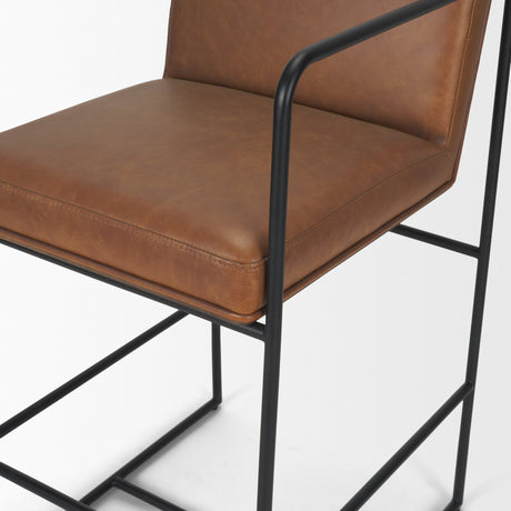 Stamford 36" Brown Leather Seat w/ Wood Back, Metal Frame Counter Stool from Mercana - Luna Furniture
