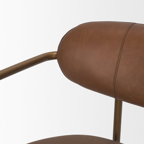 Parker Brown Leather Seat Gold Metal Frame Dining Chair, Set of 2 from Mercana - Luna Furniture