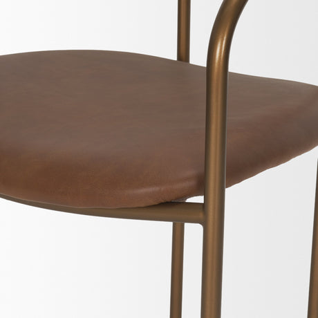 Parker Brown Leather Seat Gold Metal Frame Dining Chair, Set of 2 from Mercana - Luna Furniture