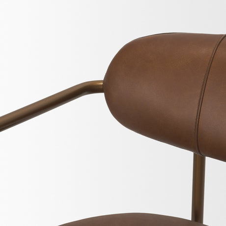 Parker Brown Leather Seat Gold Metal Counter Stool from Mercana - Luna Furniture