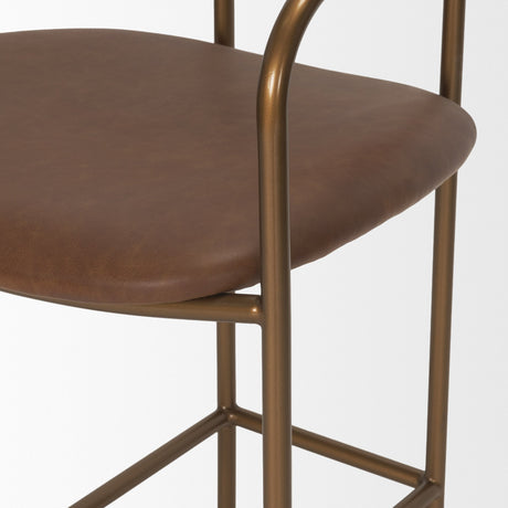 Parker Brown Leather Seat Gold Metal Counter Stool from Mercana - Luna Furniture