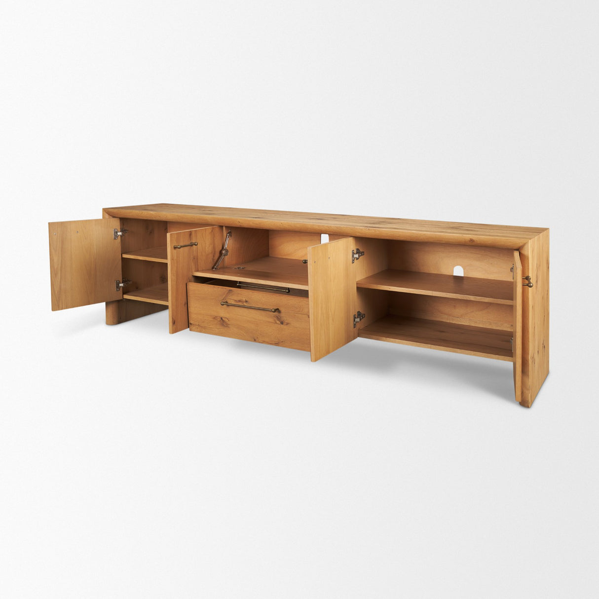 Belford 94" Light Brown Oak Wood Media Console from Mercana - Luna Furniture