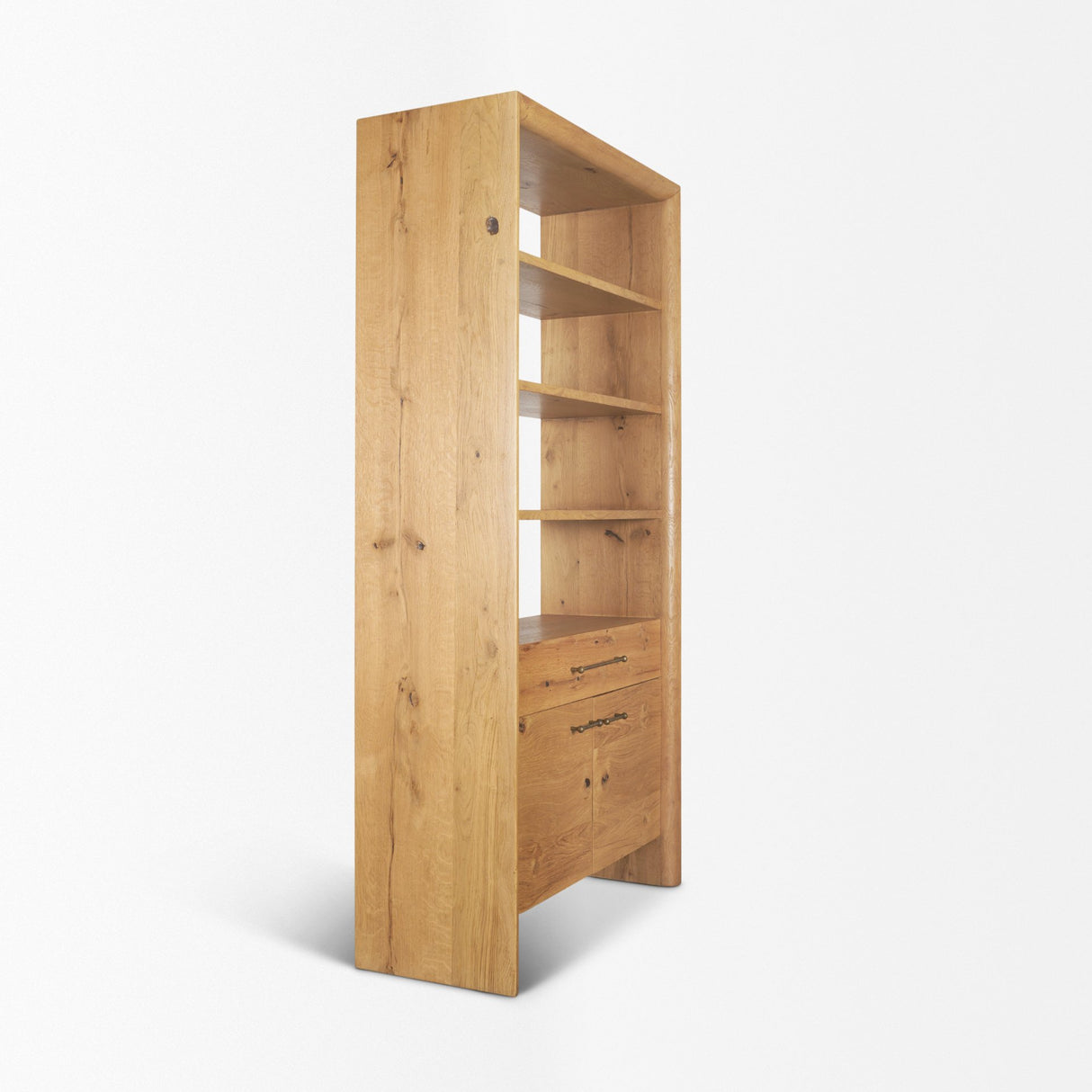 Belford 2-Door Open Light Brown Oak Wood Shelving Unit from Mercana - Luna Furniture