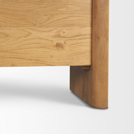 Belford 2-Door Open Light Brown Oak Wood Shelving Unit from Mercana - Luna Furniture