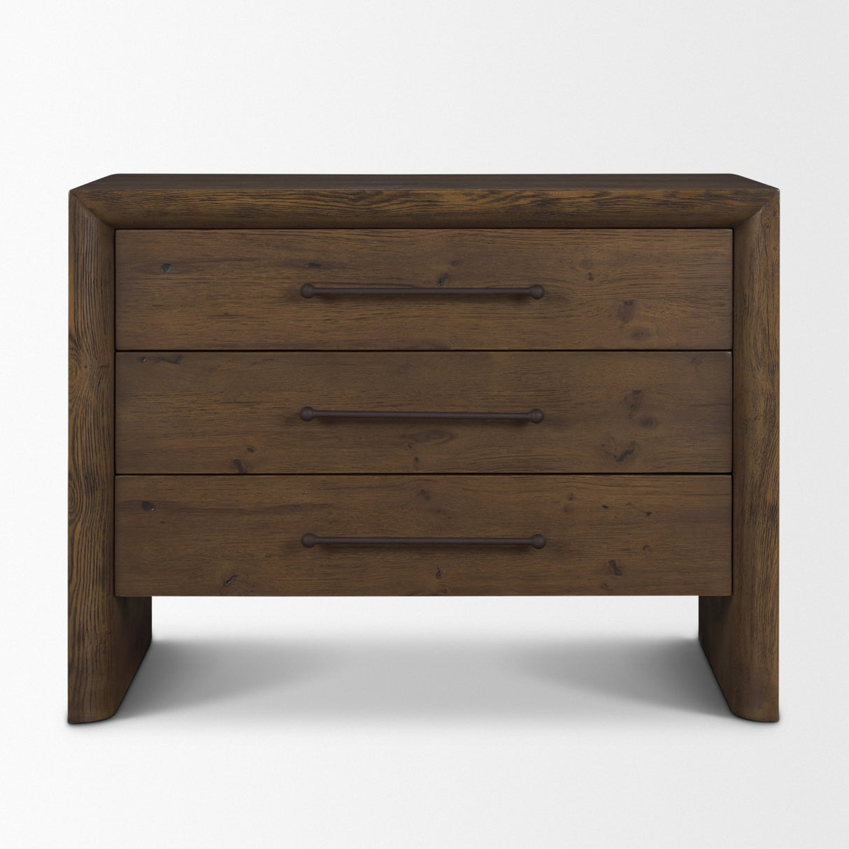 Belford 3-Drawer Dark Brown Oak Wood Closed Nightstand from Mercana - Luna Furniture