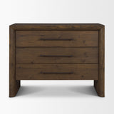 Belford 3-Drawer Dark Brown Oak Wood Closed Nightstand from Mercana - Luna Furniture