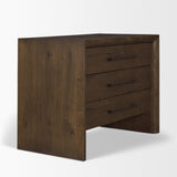 Belford 3-Drawer Dark Brown Oak Wood Closed Nightstand from Mercana - Luna Furniture