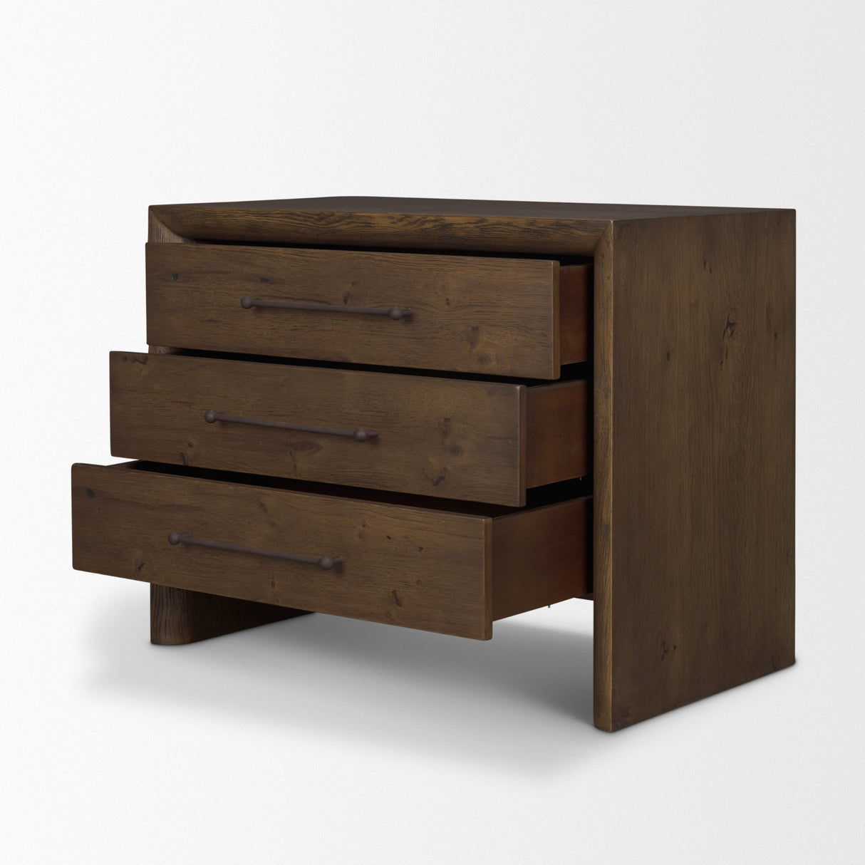 Belford 3-Drawer Dark Brown Oak Wood Closed Nightstand from Mercana - Luna Furniture